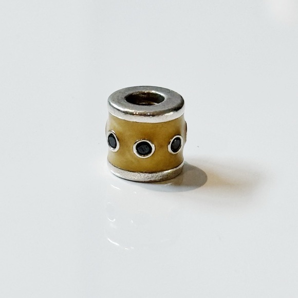 Pandora Sterling Silver Yellow Charm with Black CZ Gemstones - Picture 1 of 4